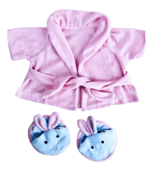Pink Bathrobe w/Bunny Slippers (16")
