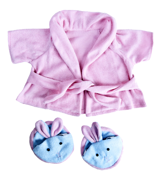 Pink Bathrobe w/Bunny Slippers (16")